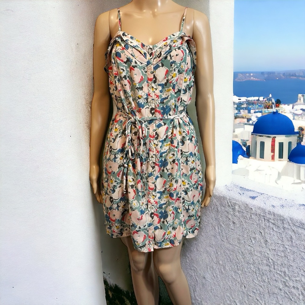 Urban Outfitters Kimchi Blue Floral Button Front Tie Waist Summer Dress